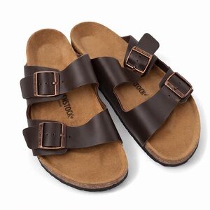 BIRKENSTOCK Arizona Brown Leather Two-Strap Comfort Sandals